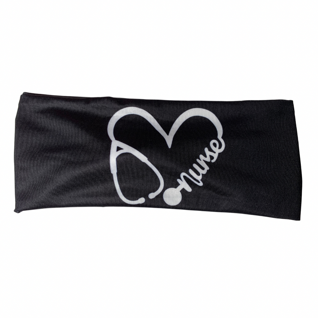 Black Nurse Heart Band (No buttons)