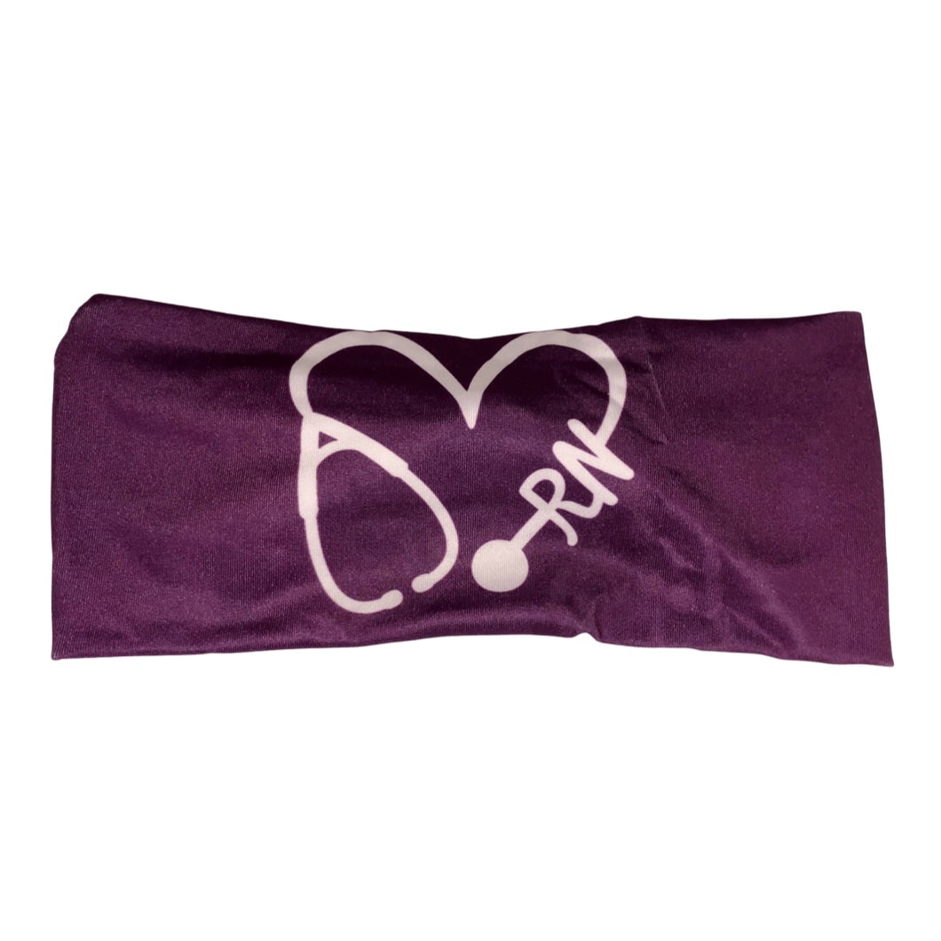 RN Nurse Heart Band- Purple