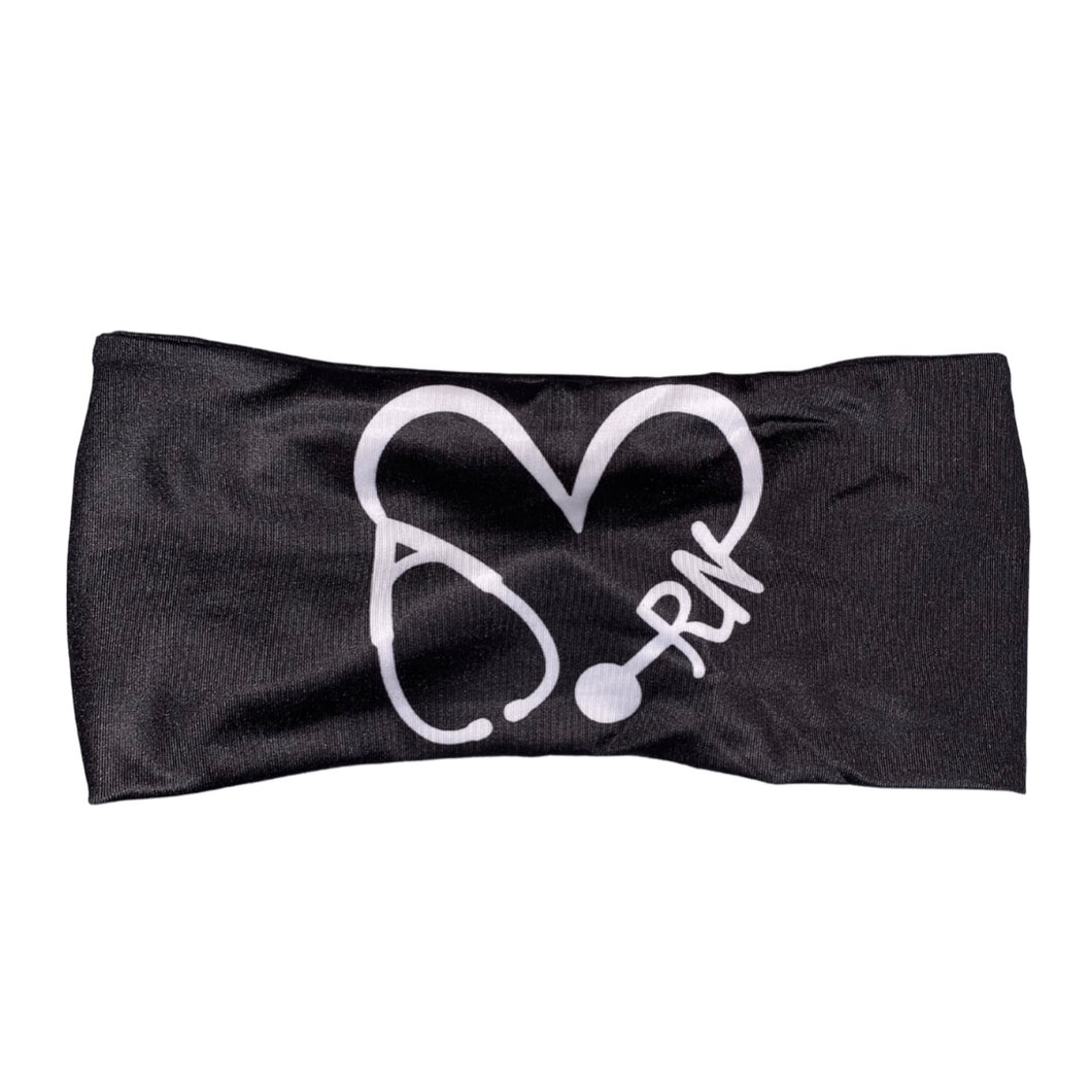 RN Nurse Heart Band-Black